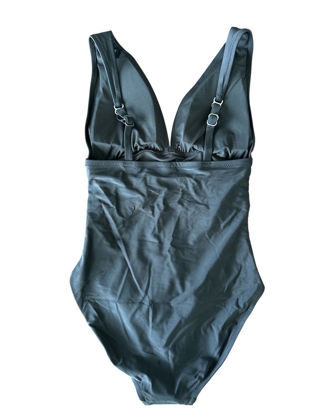 J. Crew Factory Women's Ruched Plunge One-Piece Swimsuit Black NWT Size Small - Picture 3 of 6